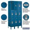 Salsbury Industries Wardrobe Locker, 36" W, 15" D, 78" H, (3) Wide, (9) Openings, Blue 63365BL-U - alternate 3